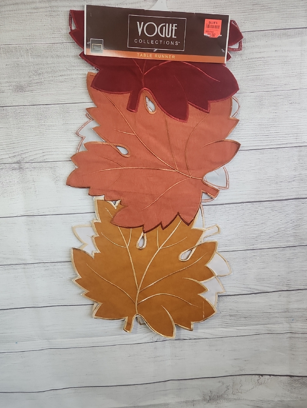 Vogue Leaf Table Runner Set in Burgundy, Rust, Mustard